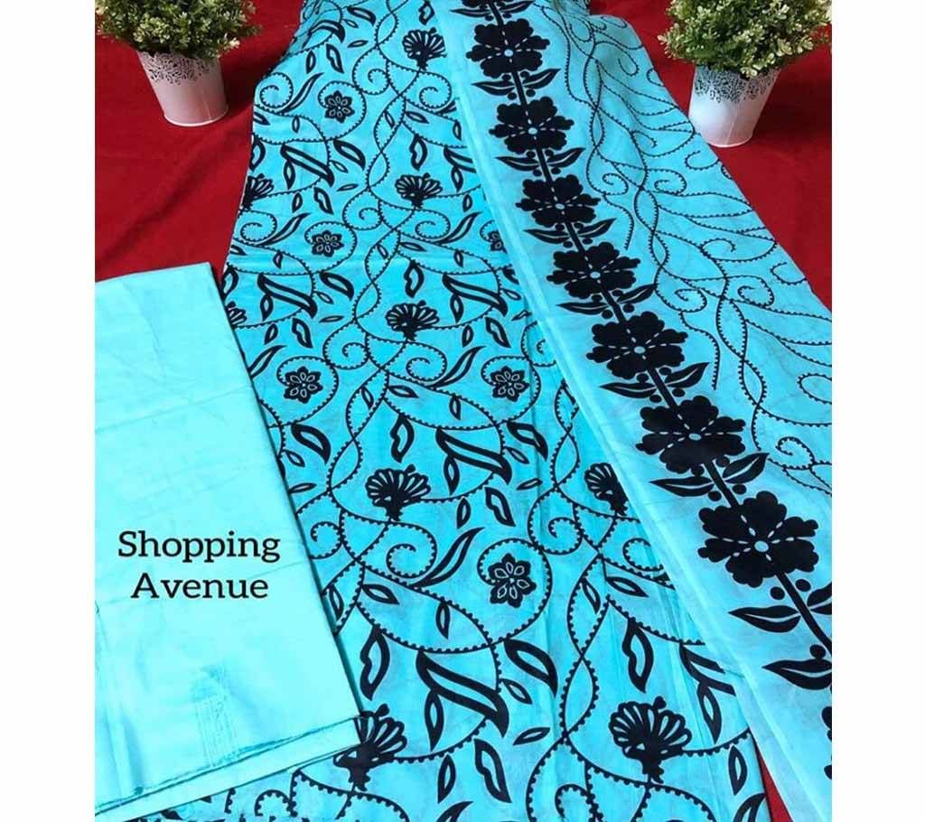 Unstitched  Joypuri Dress Three Piece Blue 