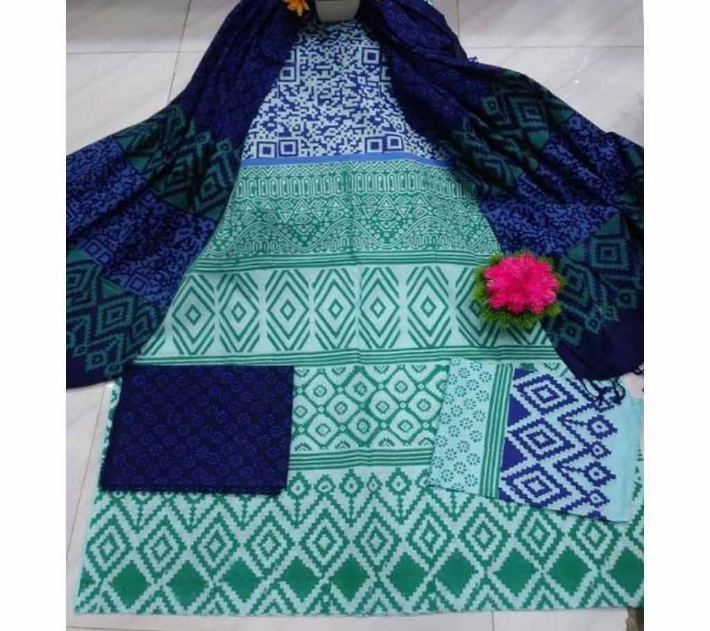 Unstitched Block Three Piece - 2038 - SVB