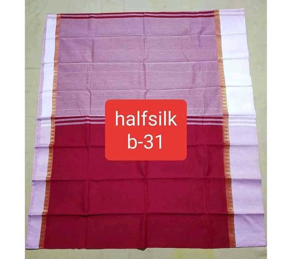 Half Silk Red Purple Saree b-31
