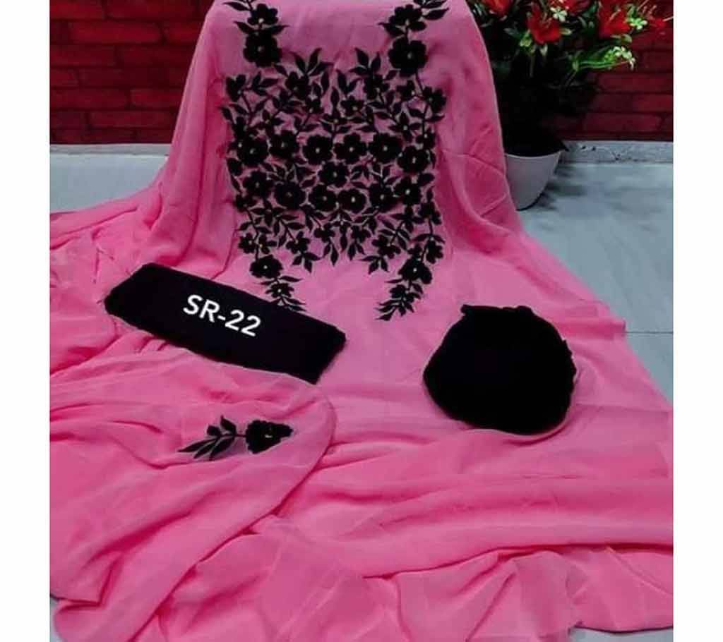Semi Stitched Indian Weightless Georgette -embroidery 3 Piece For Women-19 