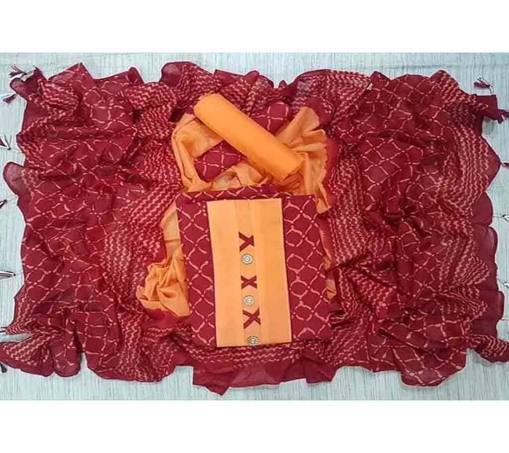 Unstitched Bexi Voil Leach Vegetable Batik Three Piece For Women-8