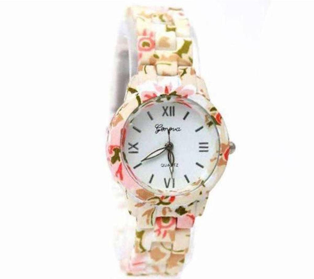 Floral Designer Ladies Wrist Watch
