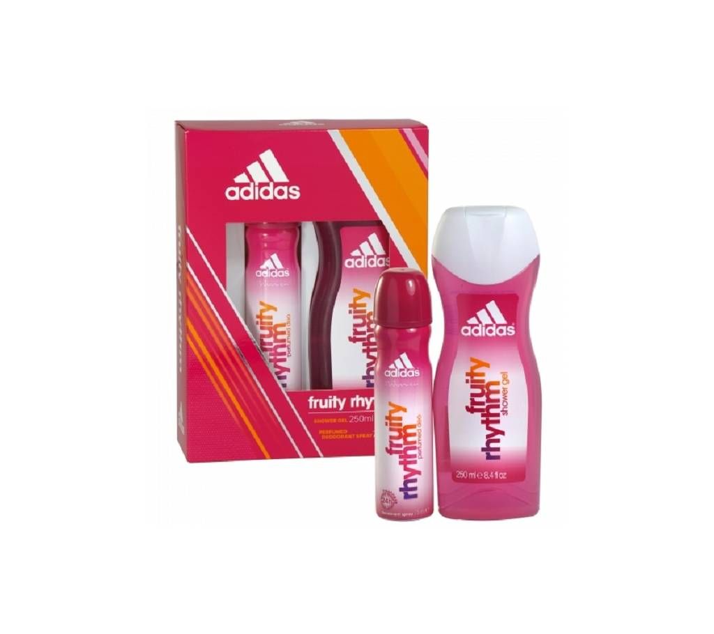 ADIDAS 2 PIECE BODY SPRAY & SHOWER GEL FRUITY RHYTHM GIFT SET