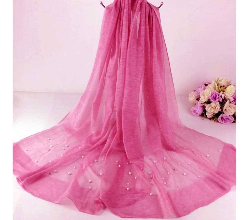 Pink Cotton with Pearls Hijab for Women