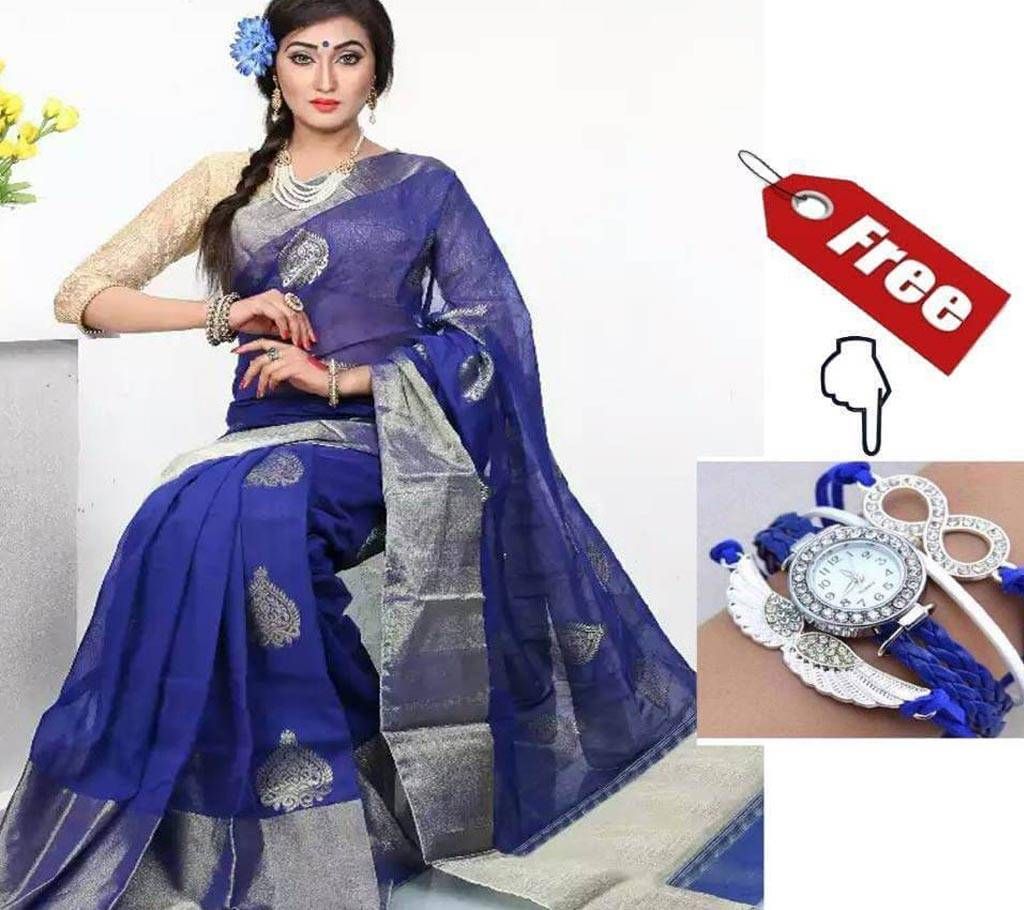 Silk Champai Manipuri Sari with Free Ladies Wristwatch