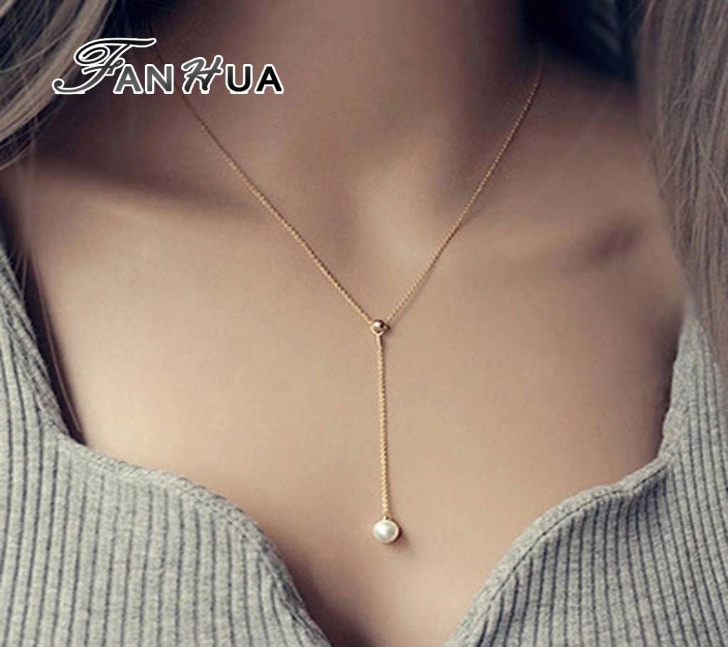Simulated-pearl Pendant Necklace	
