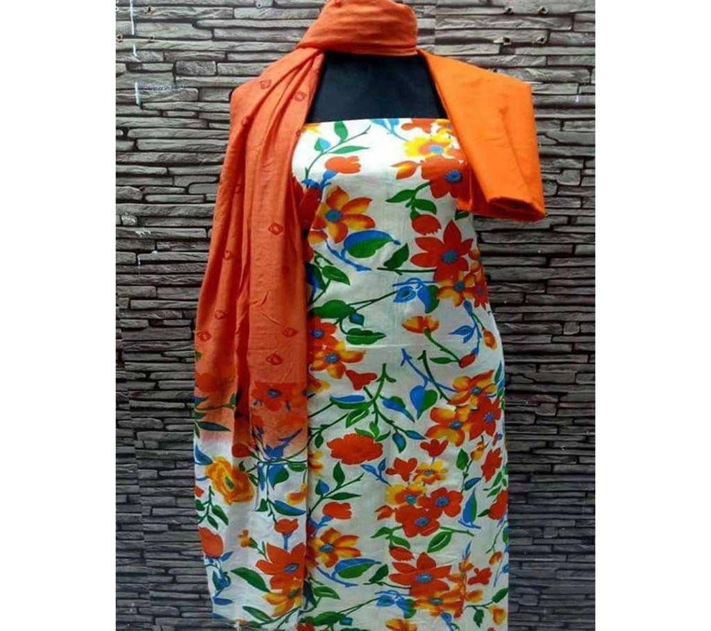 Unstitched Joypuri Print Cotton Three Pcs