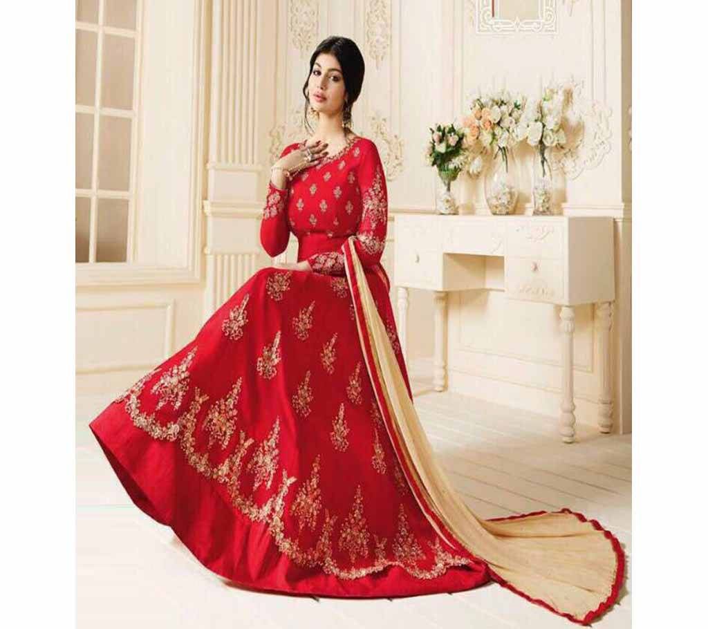 Red Semi-Stitched Georgette Gown For Women copy