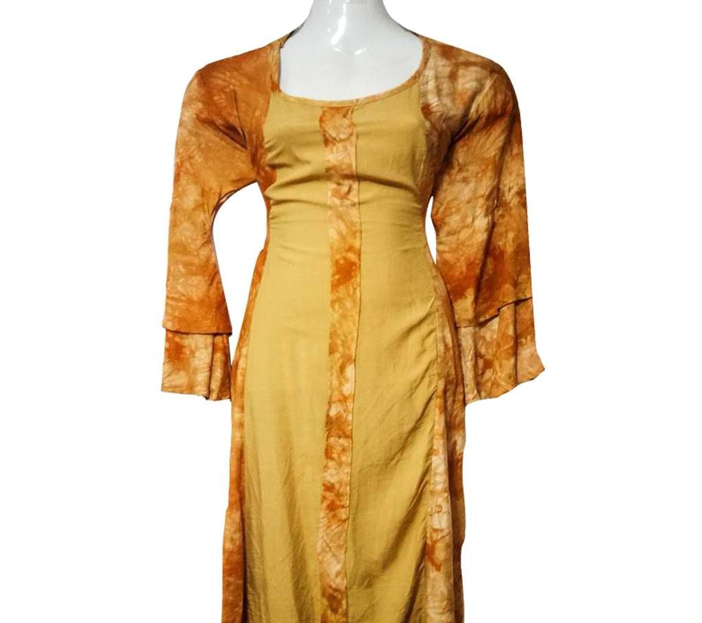 Readymade Brown Cotton Three Quarter Sleeves Kurti