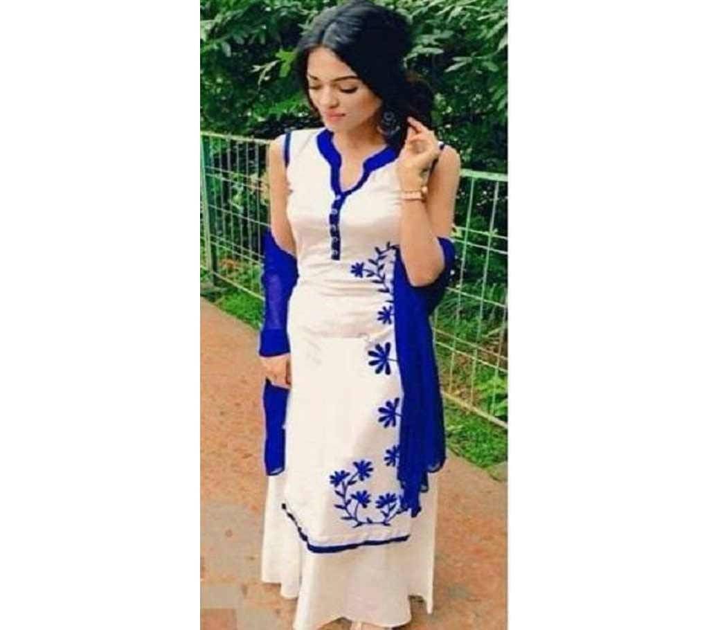 Unstitched hand printed Rajdhani voyel cotton Salwar Kameez St block-282