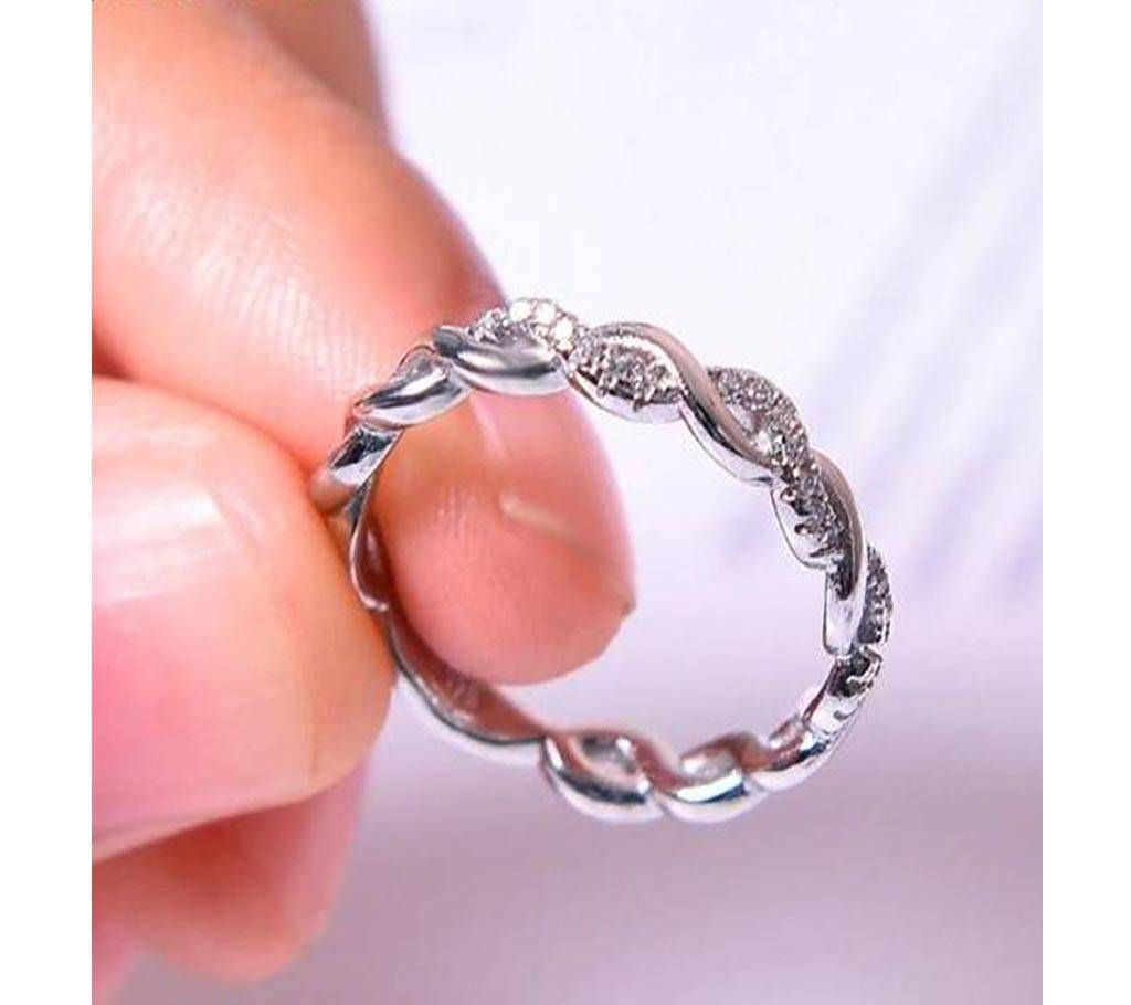 White Stone Finger Ring For Women (Size:8)