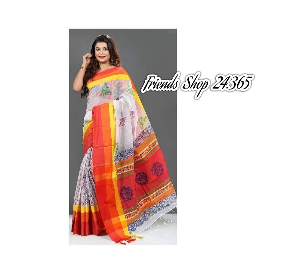 Silk Block Printed Baishakhi Sari