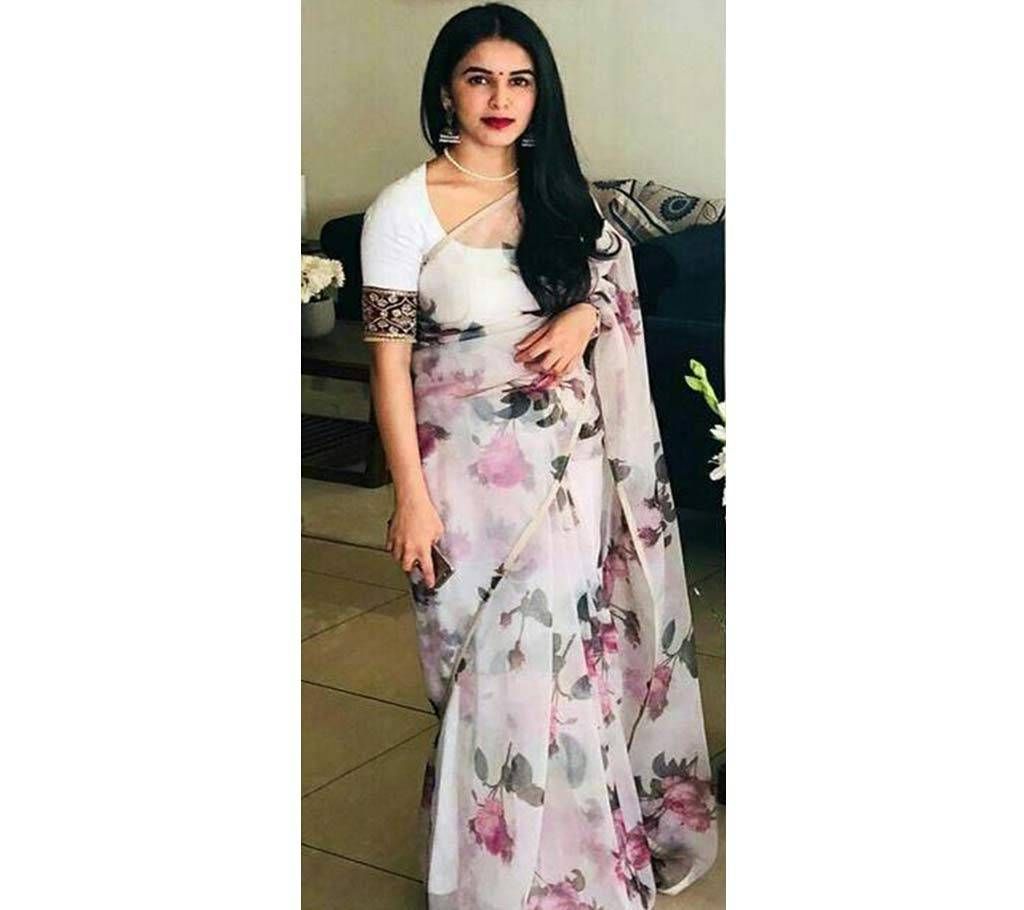 ORGANZA Saree with Digital printed and Bangalari blouse VT 300