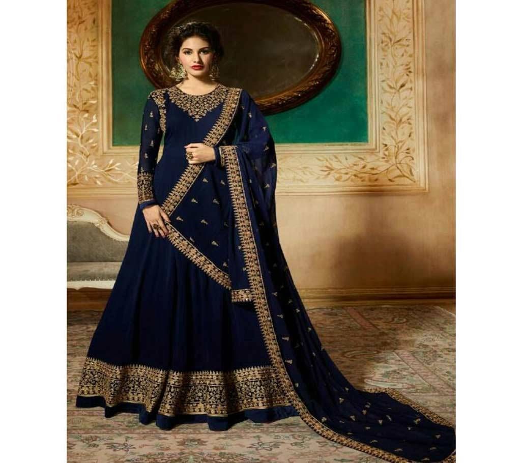 Party wear Blue Colour Chenstich Work Anarkali Suit