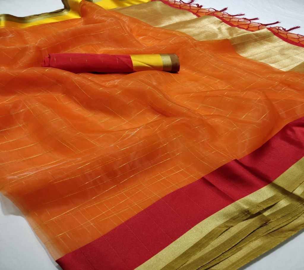 ORGANZA CHEX Saree wiith Blouse Piece