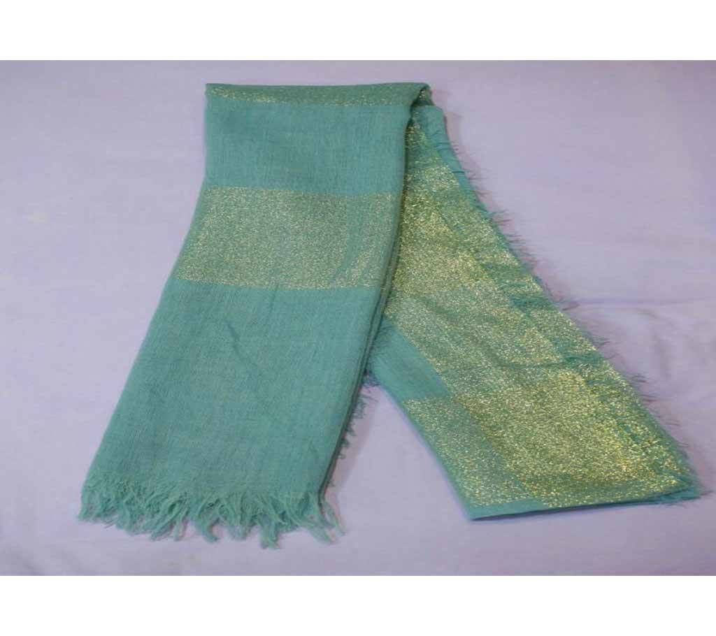 Beautiful pure cotton Hijab 17 Aquamarine with Golden color