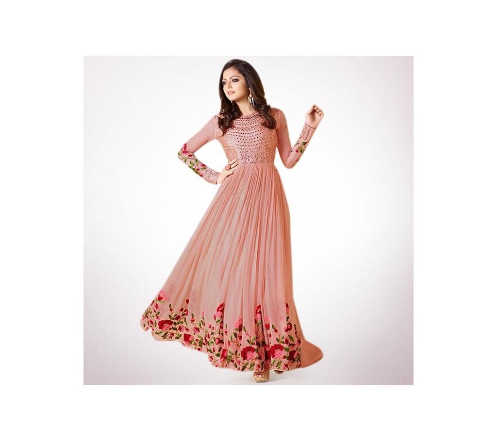 Unstiched Pale Violet Red Georgette Gown For Women