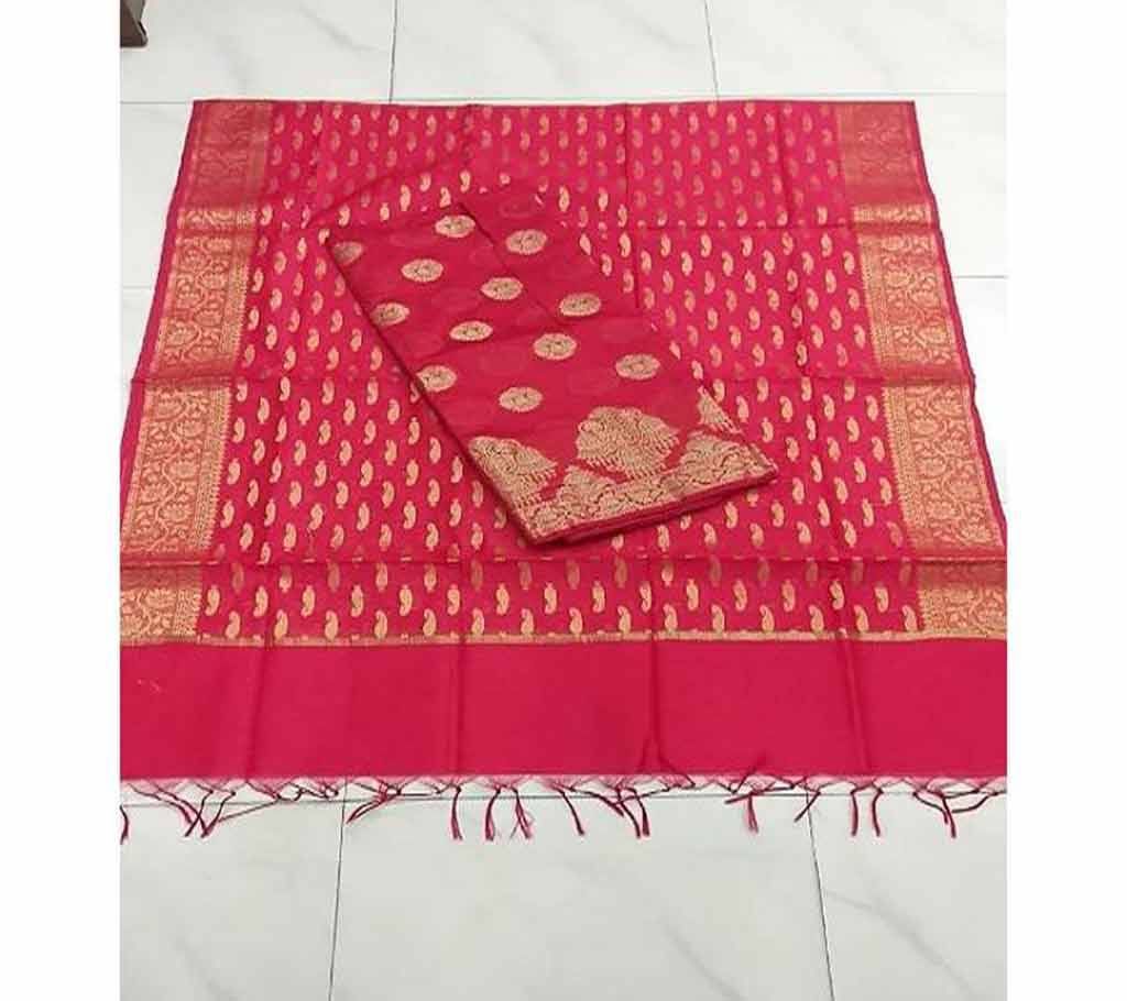 Unstitched indian Katan Kameez  And Orna For Women[2 pices]