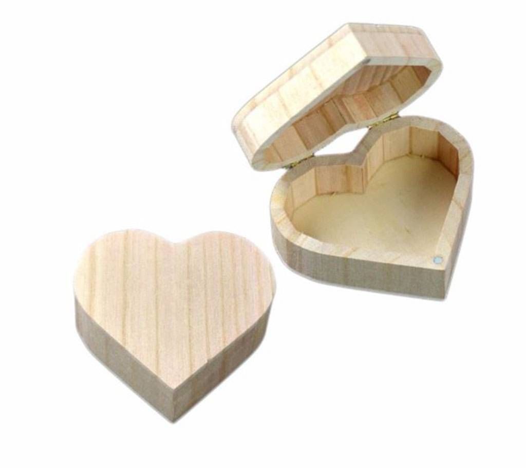 Love Heart Shape Useful Magnetic Full Wood Storage Jewelry Box