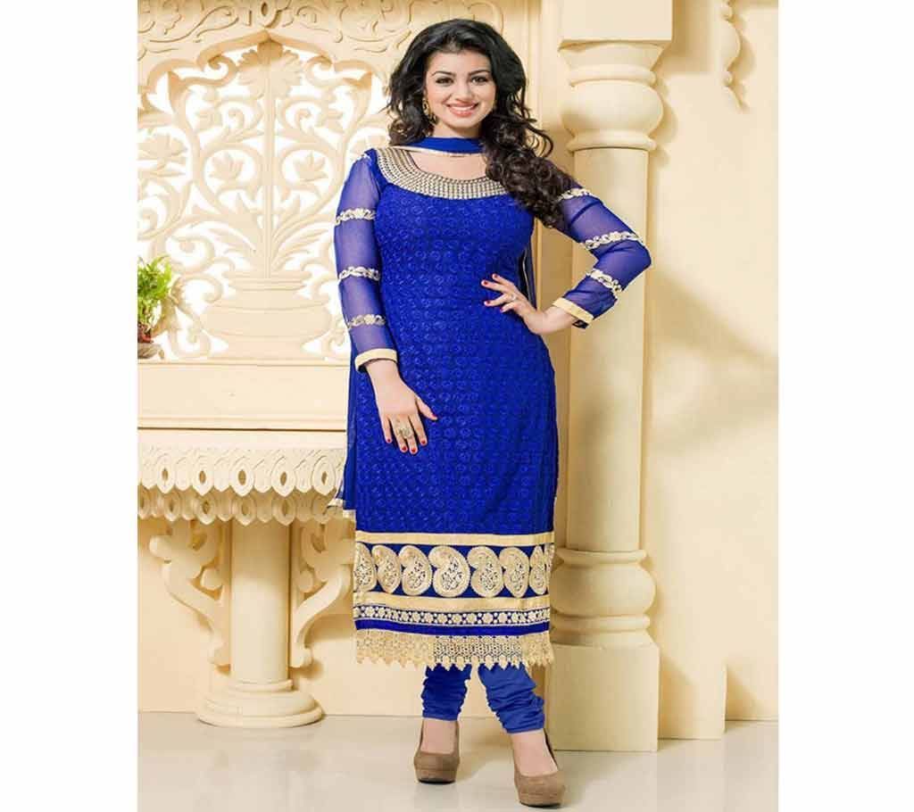 Unstitched screen and block print salwar kameez for women