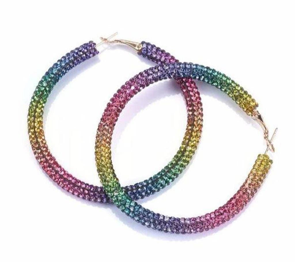 New Design Charm Round Shiny Rhinestone Big circle Earrings