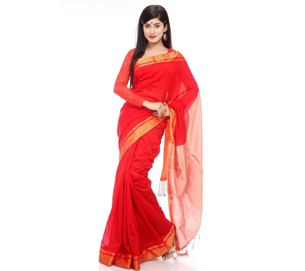 Red Hand Loom Cotton Sharee