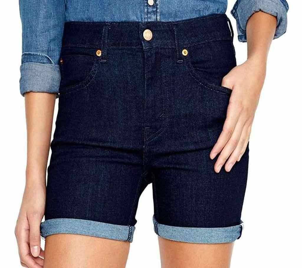 Deep Blue Denim Shorts For Women