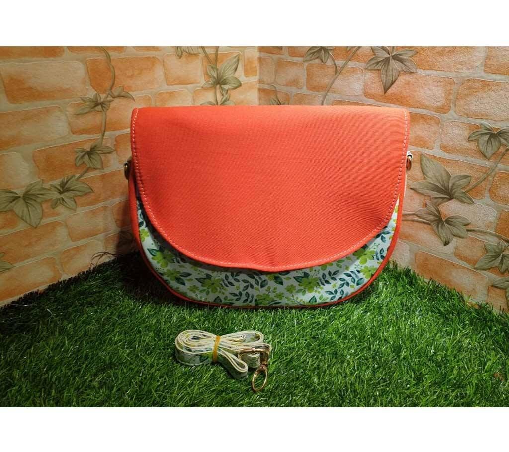 PU Leather and Fabric mix Saddle Bag for women