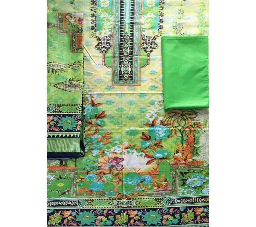 Unstitched Cotton Lawn 3Pcs-Green