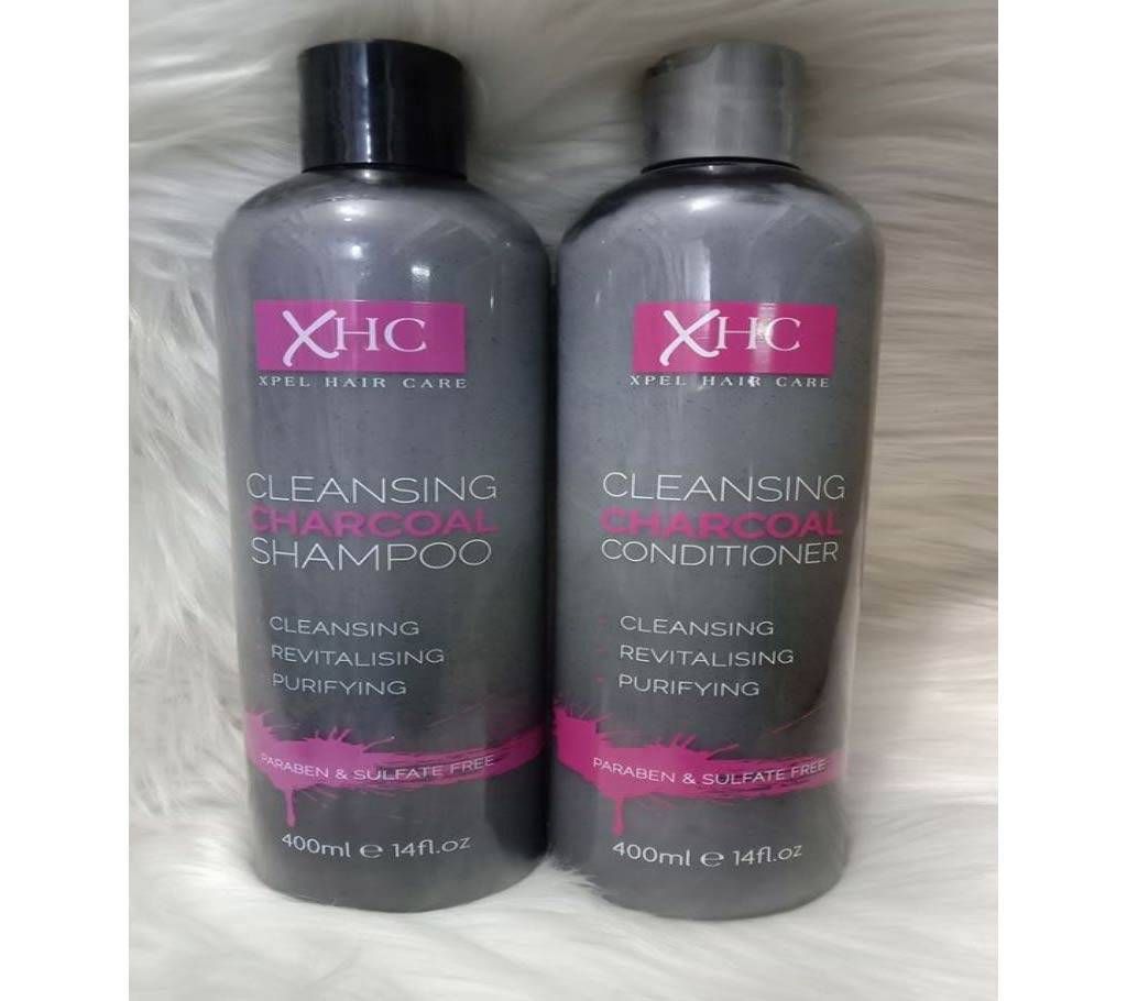 XHC Cleansing Purifying Charcoal Shampoo + Conditioner Set 400ml Xpel Hair Care-UK