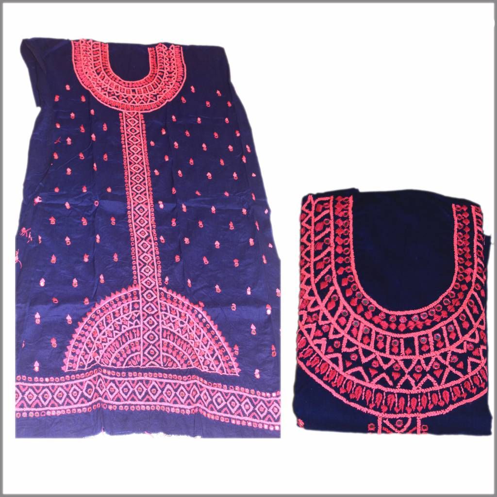 Neavy blue unstitched cotton single kameez