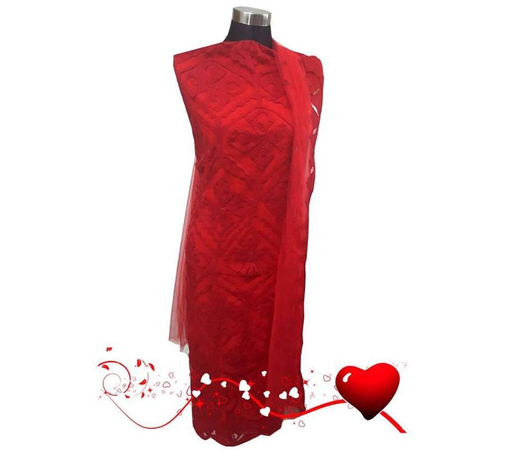 Un-stitched Applique Design Cotton Two piece