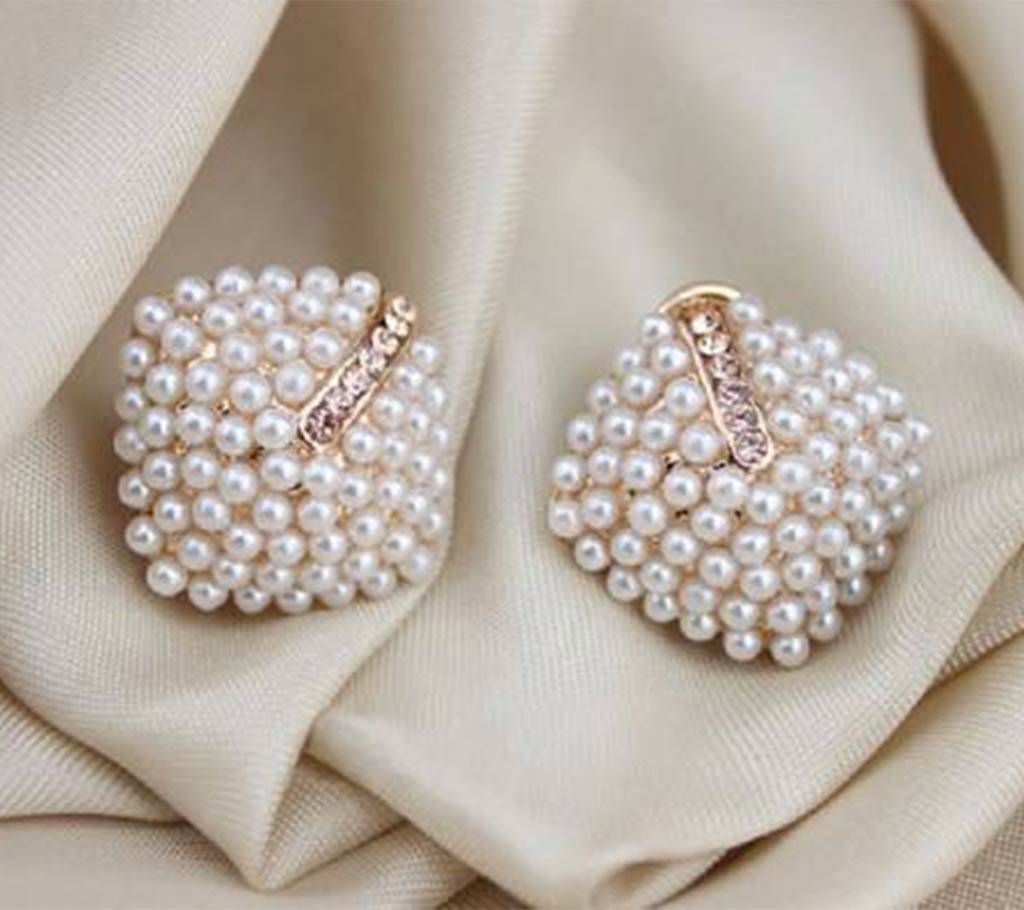 Crystal Rhinestone Pearl Stud Earrings