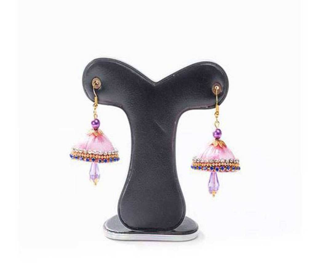 Hot Pink Color Silk Thread Earring