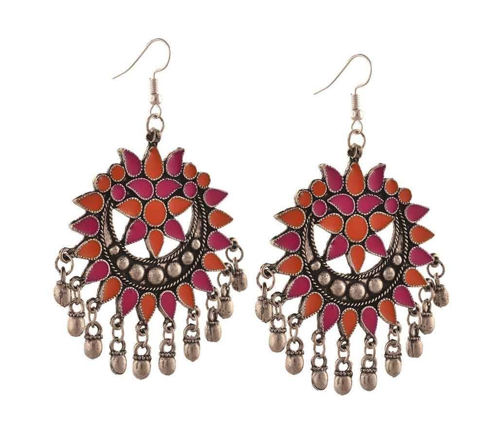 German Silver Afghani Dangler Hook Chandbali Earrings (by Zylph - ZYETCOP)