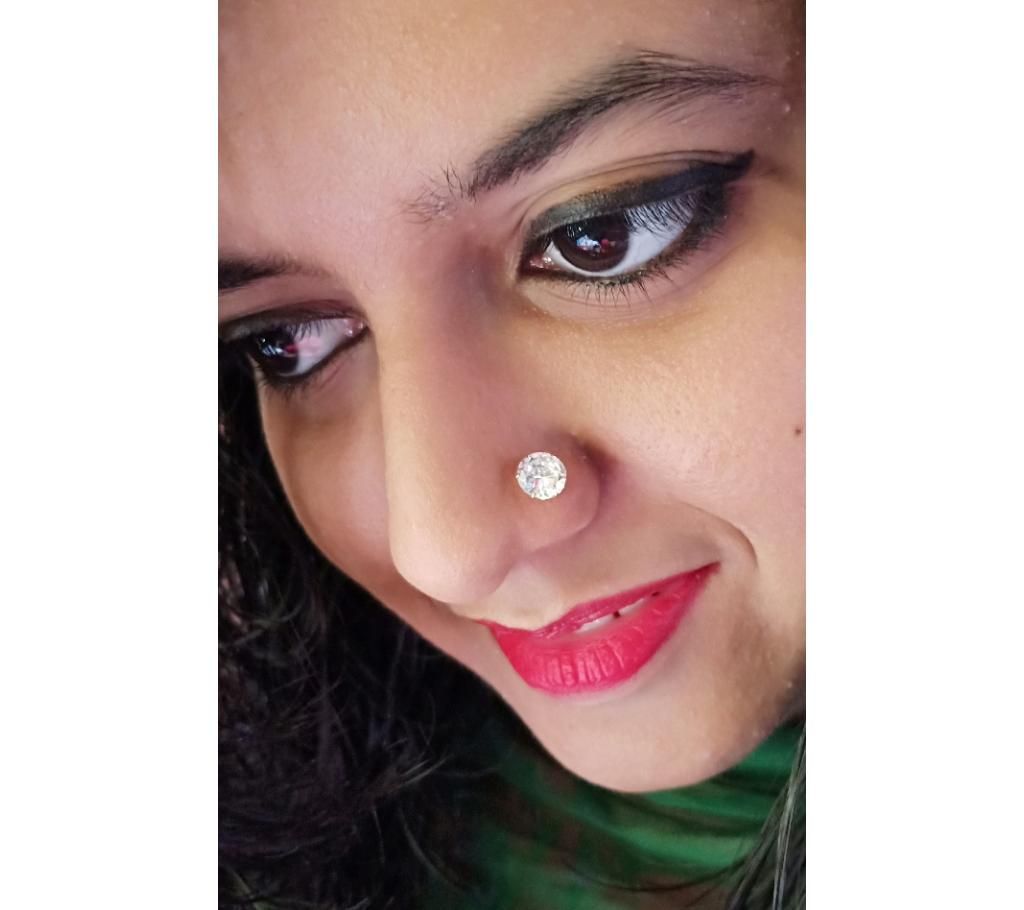 18k gold 36mm white round zircone nosepin