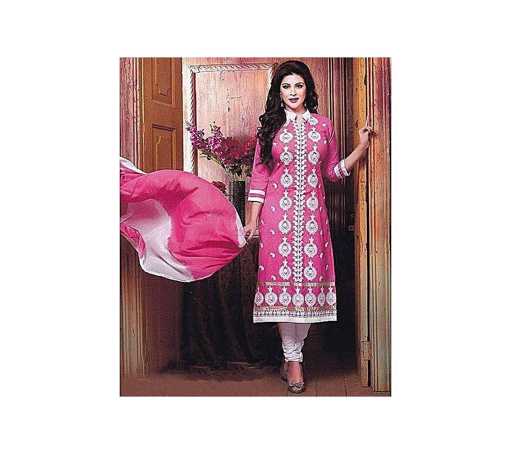 Unstitched Deep Pink Cotton  Salwar Kameez for Women