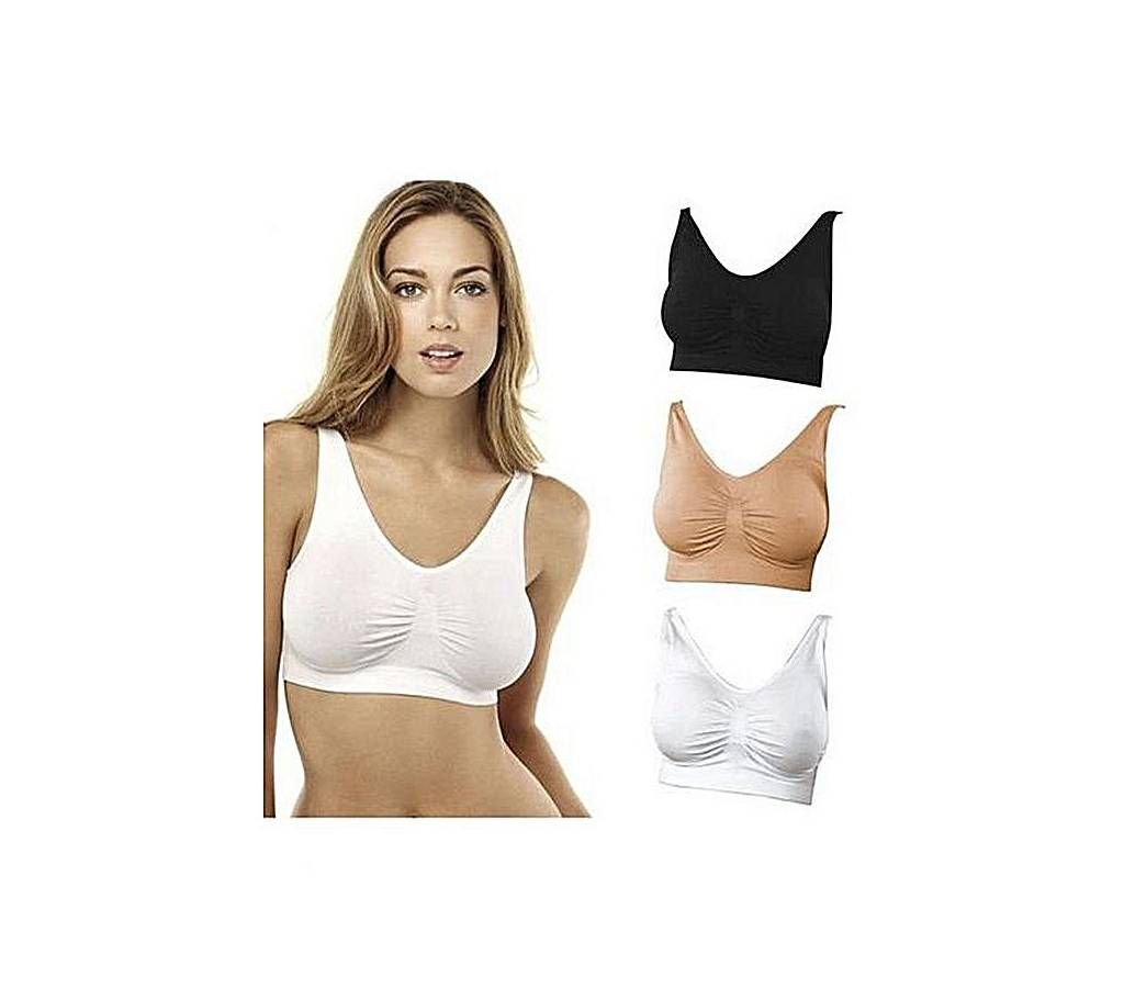 Pack Of 3 Comfortable Air Bra - Multicolor