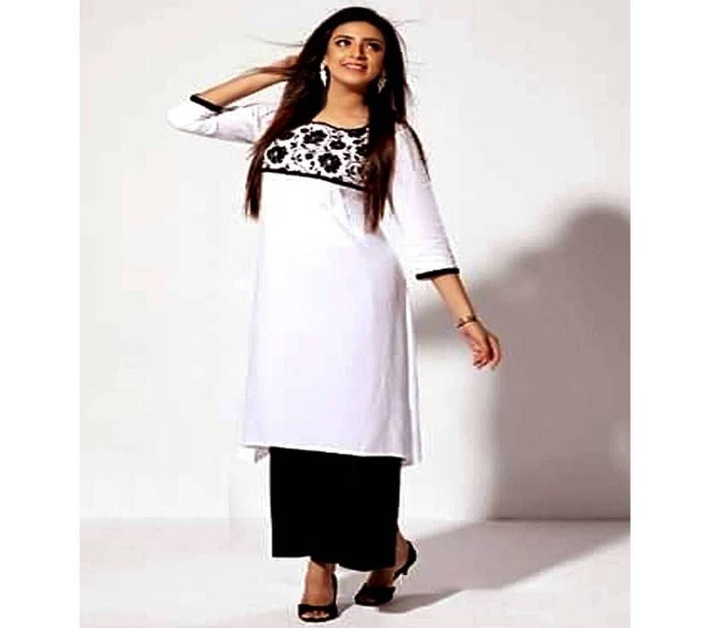 Unstitched White Cotton Shalwar Kameez For Women