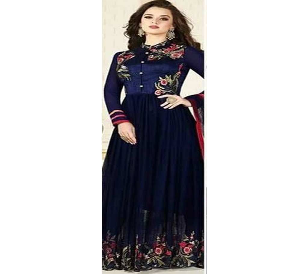 Semi-stitched Indian Velvet With Embroidery Gown - Copy
