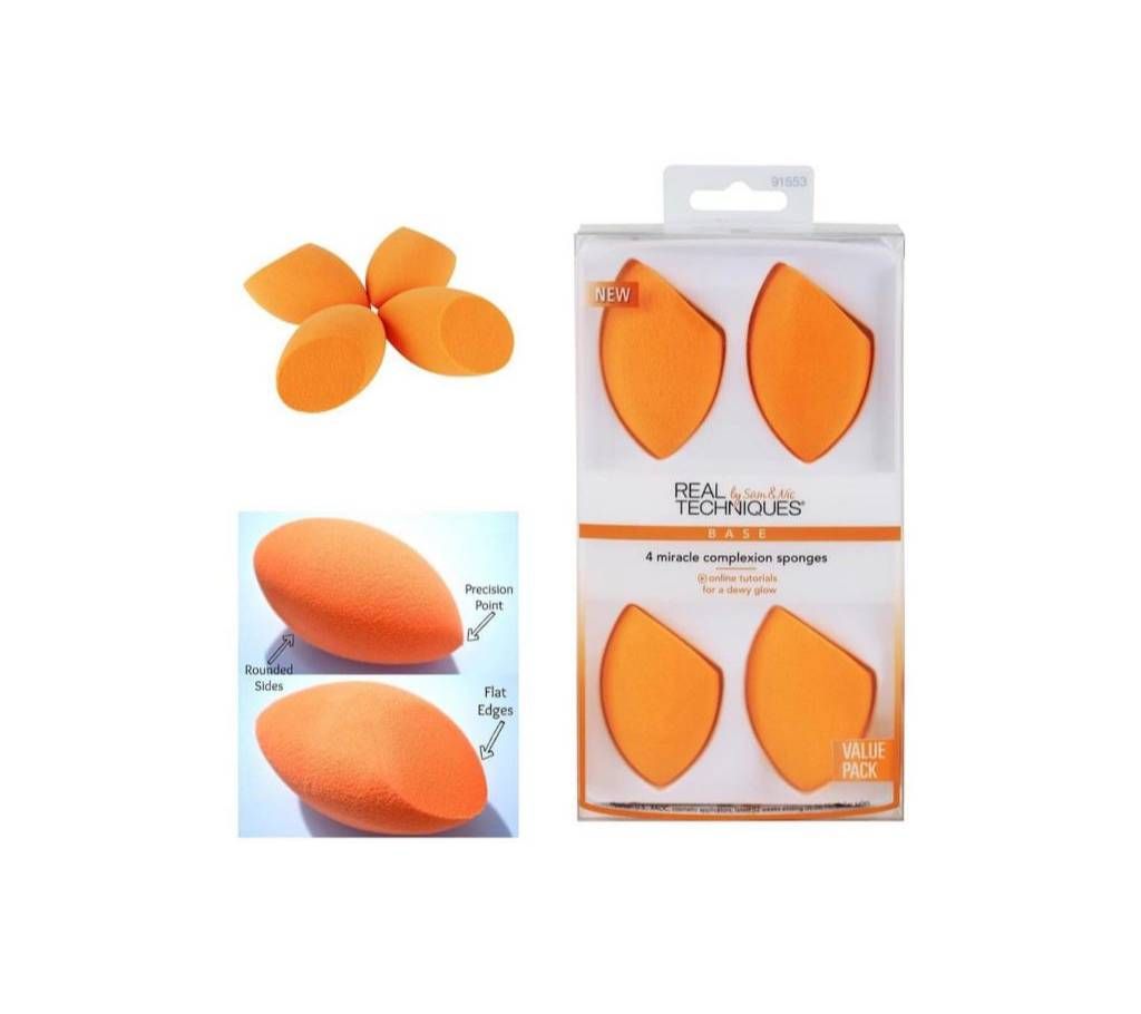 Real Techniques Miracle Complexion Sponge Flawless Foundation Sponges 4-in-1 China