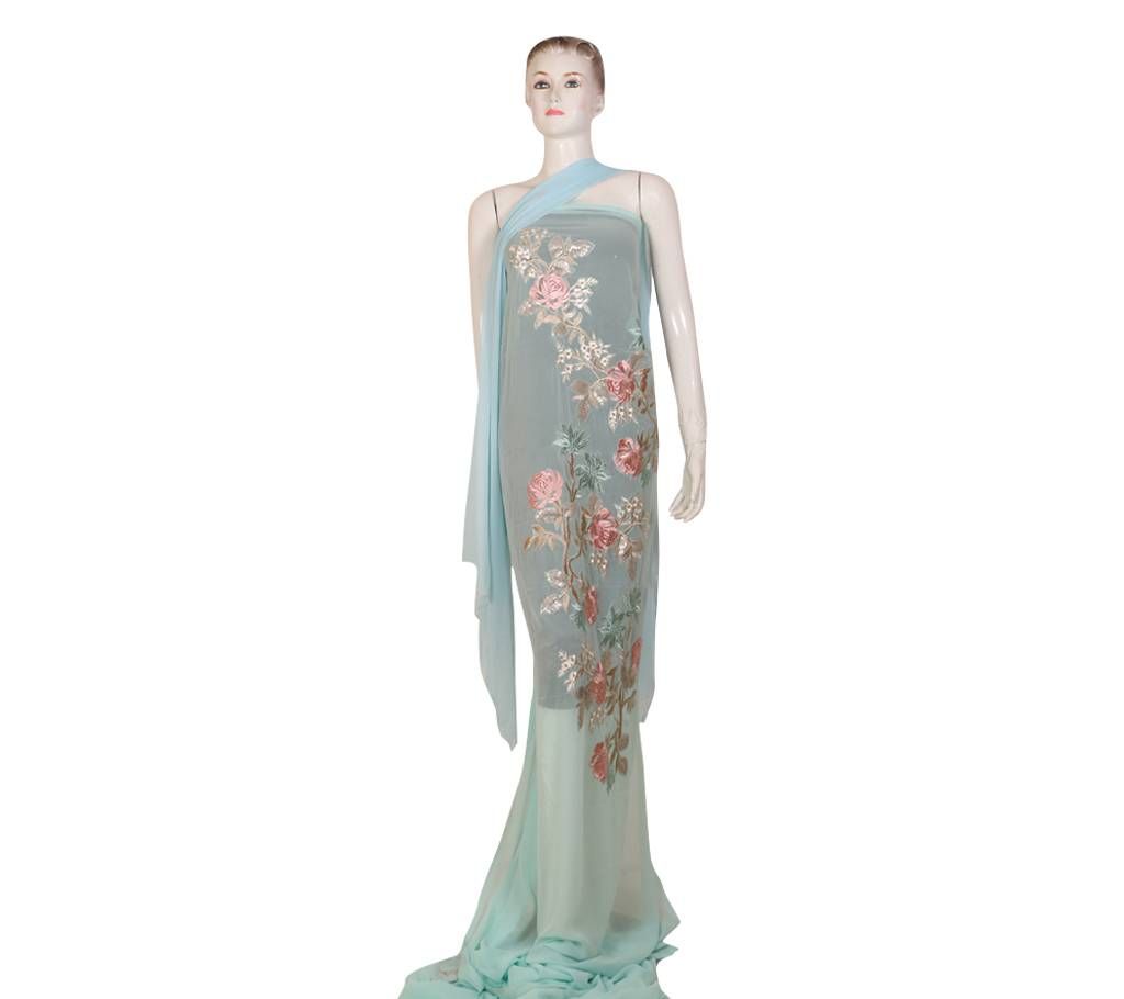 Embroidered and Sequence worked Georgette Thee Piece