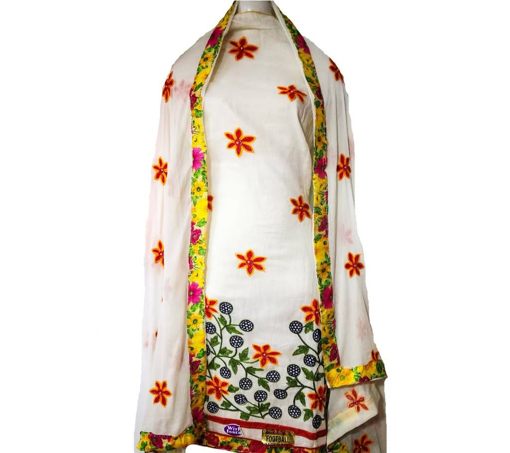 Unstitched Indian Embroidery Tissue Cotton Salwar Kameez