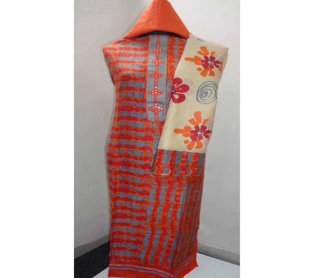 Indian Unstitched Tissue Cotton Three Piece 408