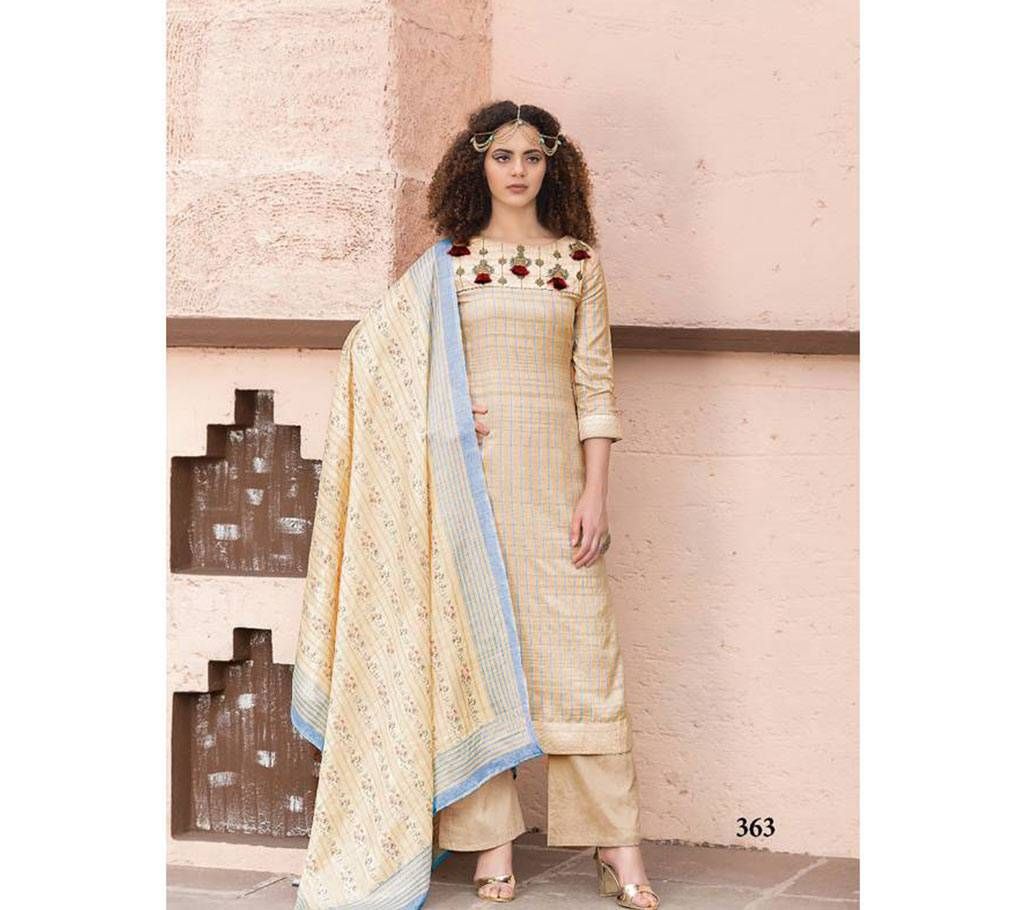 SRI Fashion Morrocon Semi Stitched Silk Three Piece