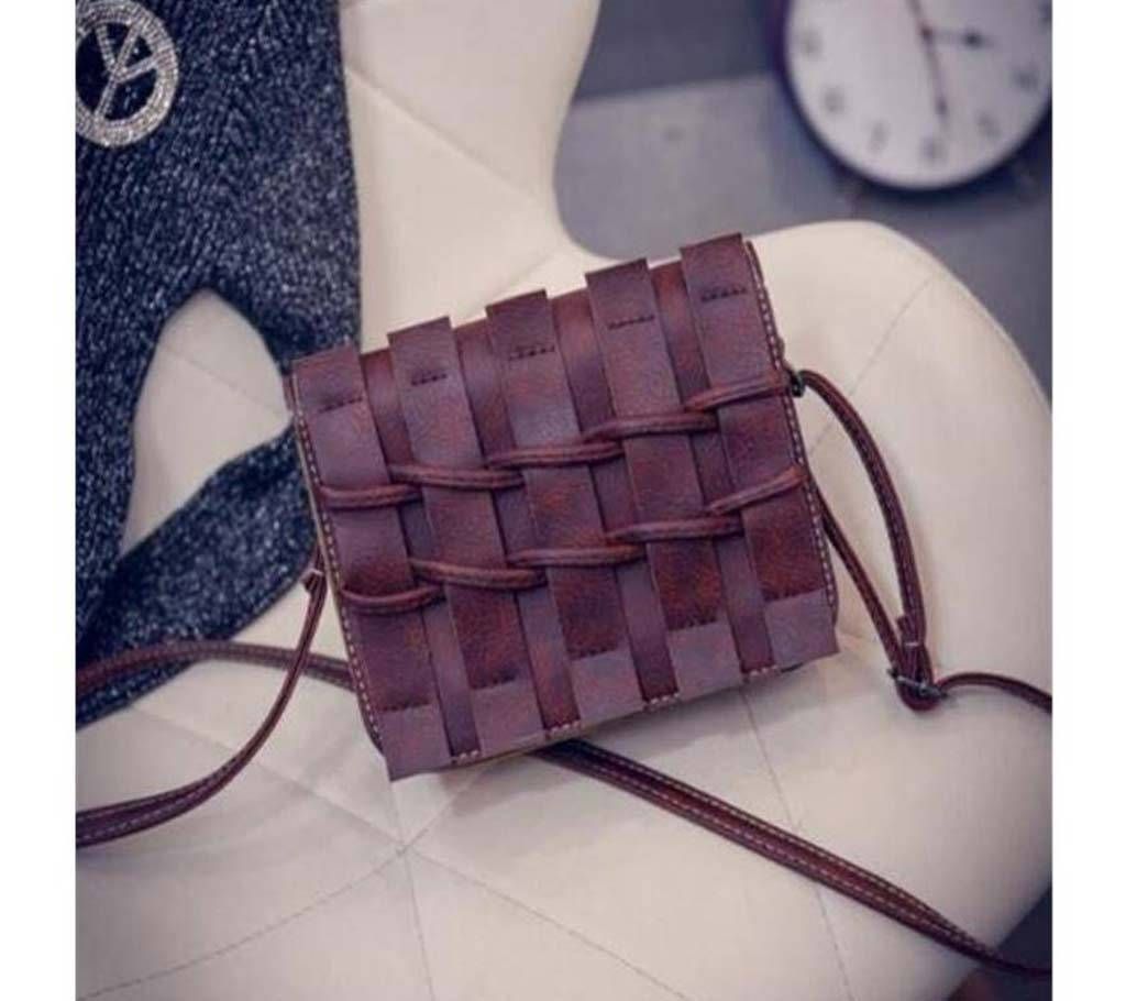 Japanese and Korean version stylish small square package packet mini shoulder bag (1819 Dark Brown)
