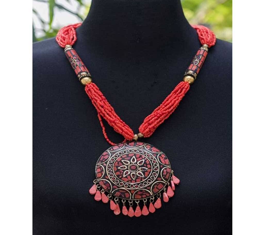 Beautiful Red Pink Round Big Locket Red Chain Necklace  code-(C-SU445)