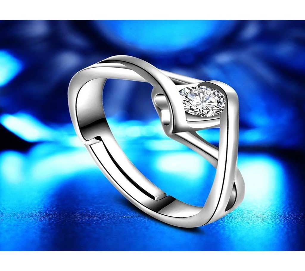 Lady Women Silver White Zircon Ring