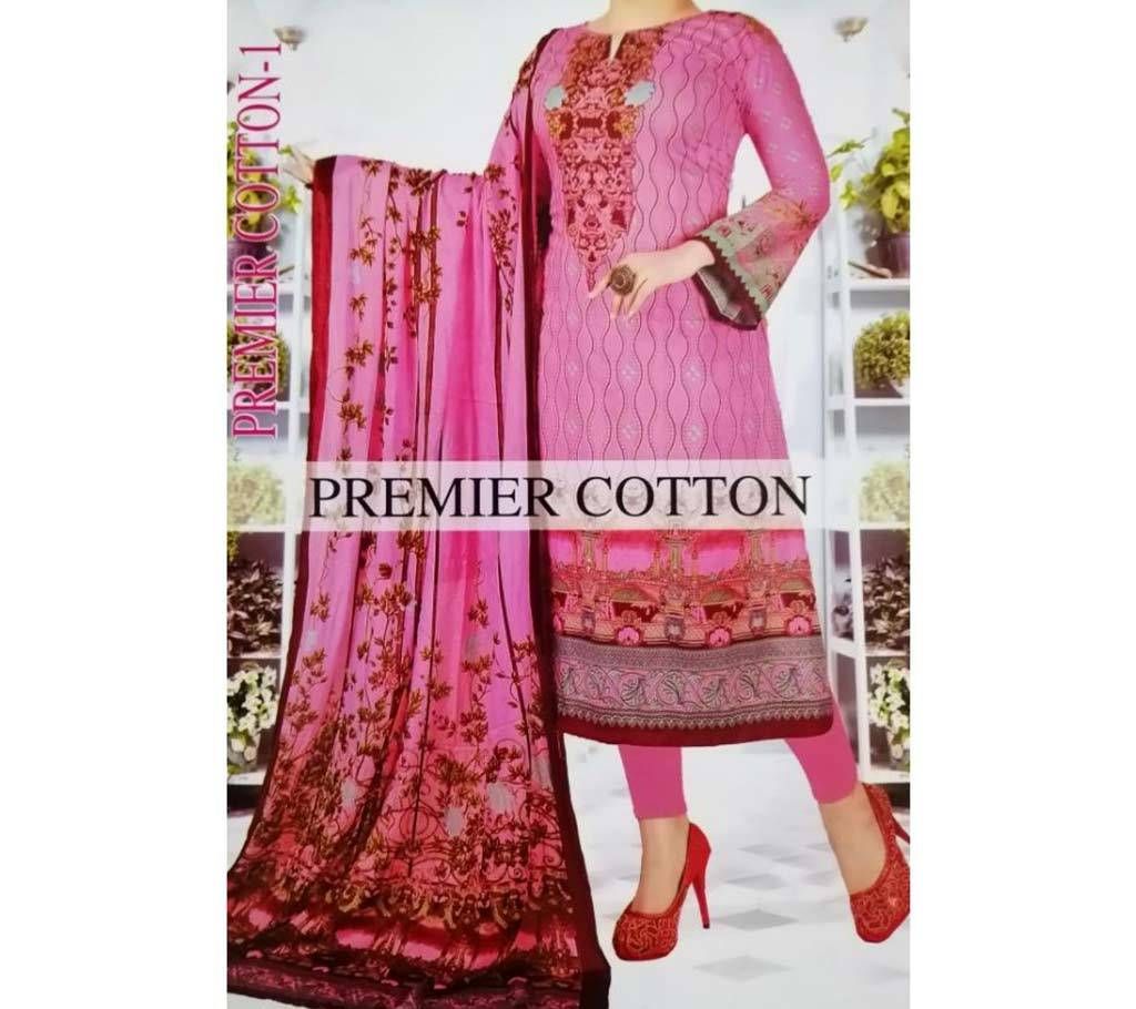 Unstitched AC cotton printed Three Piece