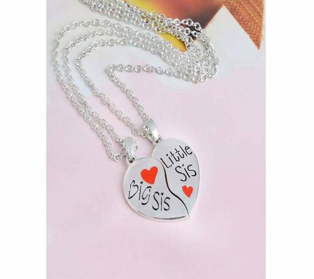 2Pcs/1pair Set BIG SIS Little SIS Love Pendant Necklace